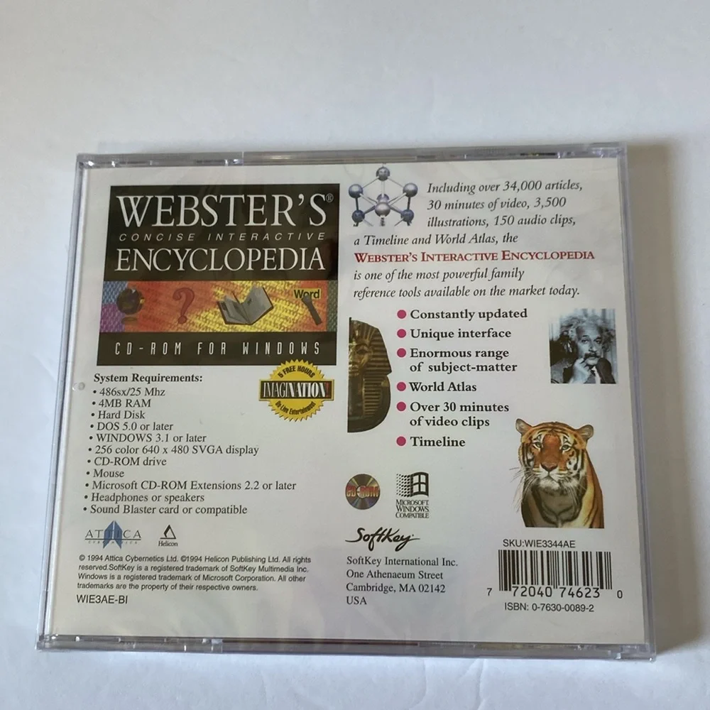 Vintage SEALED Websters Concise Interactive Encyclopedia CD for Windows